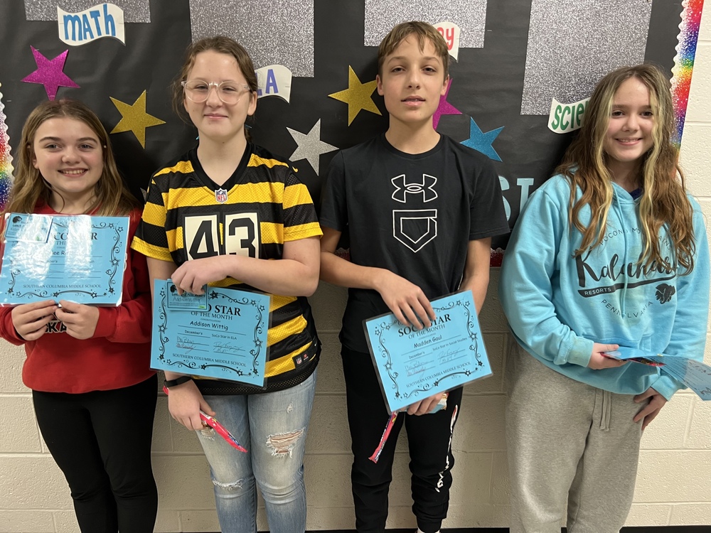 Sixth Grade Students Of The Month Middle School