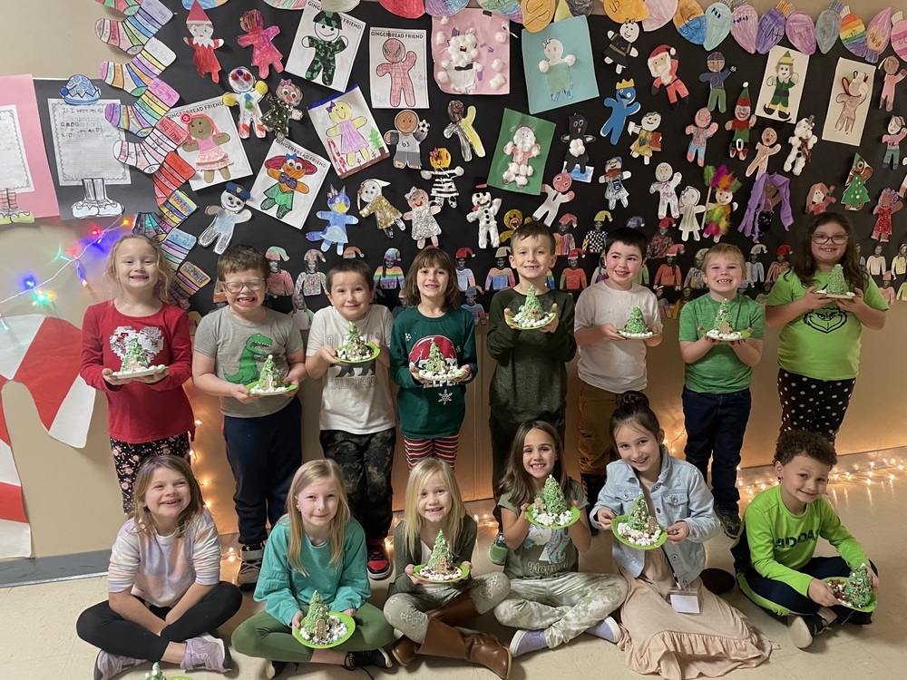 Elementary Students Decorate Trees