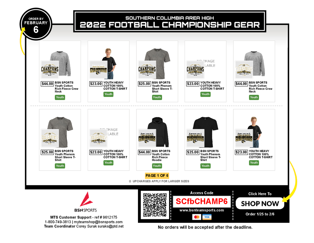 Championship Tshirt order form 